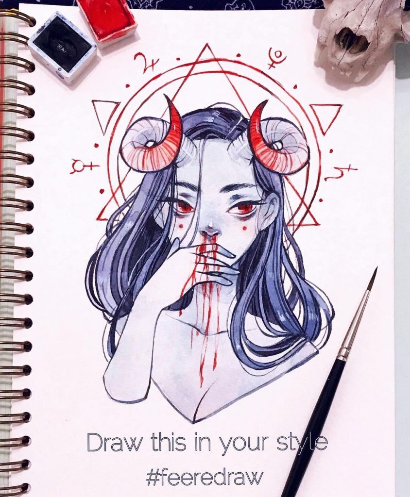 Draw This In Your Style: Feefals Bloody Demon Girl Original
