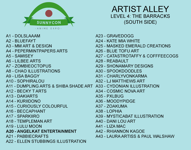 SunnyCon Anime Expo 2022 Artist Alley Directory